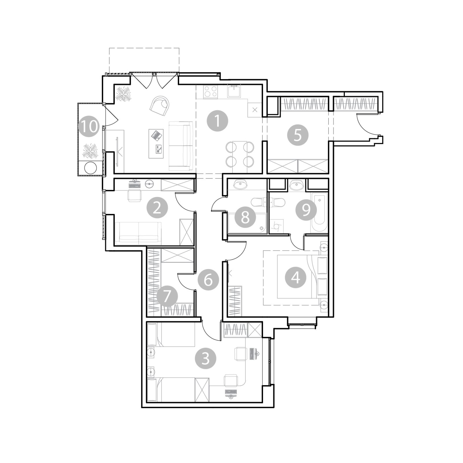 Планировка: 4-комнатная квартира, 99,3 м²