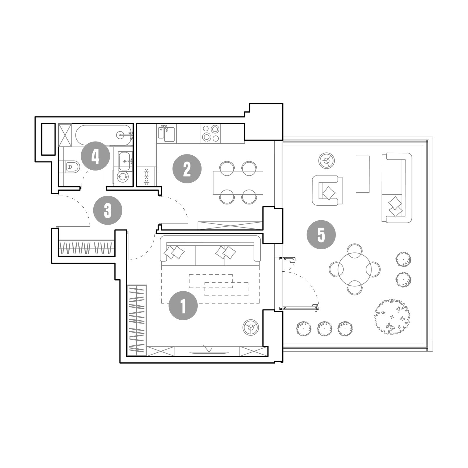 Планировка: 1-комнатная квартира, 61,8 м²
