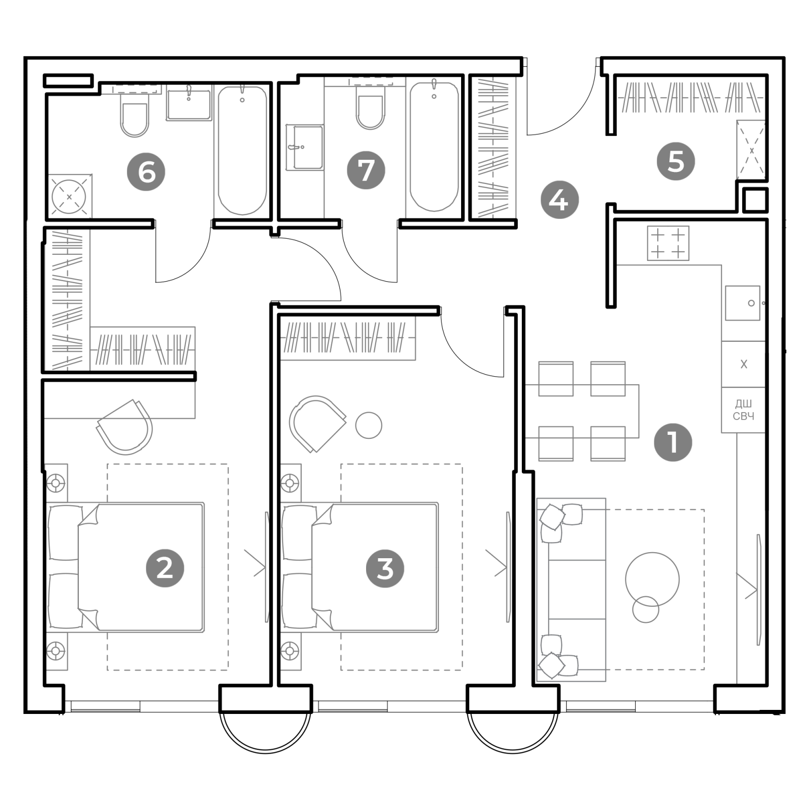 Планировка: 3-комнатная квартира, 73,0 м²