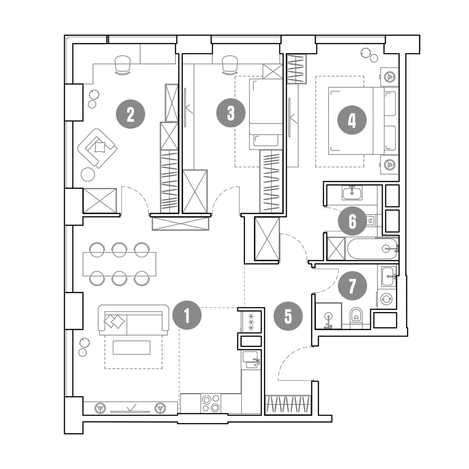 Планировка: 4-комнатная квартира, 92,1 м²