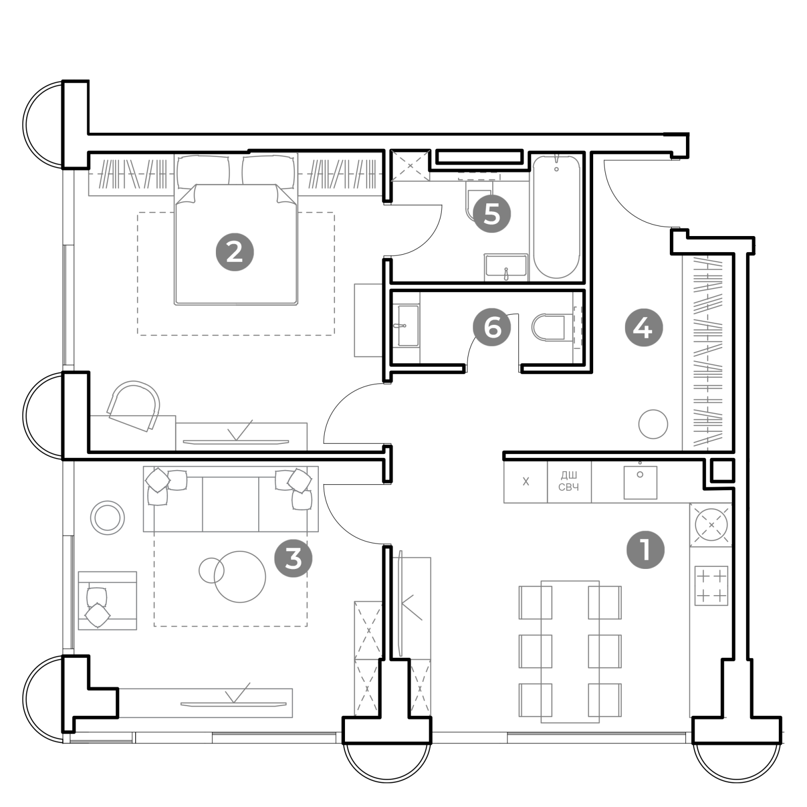 Планировка: 3-комнатная квартира, 67,3 м²