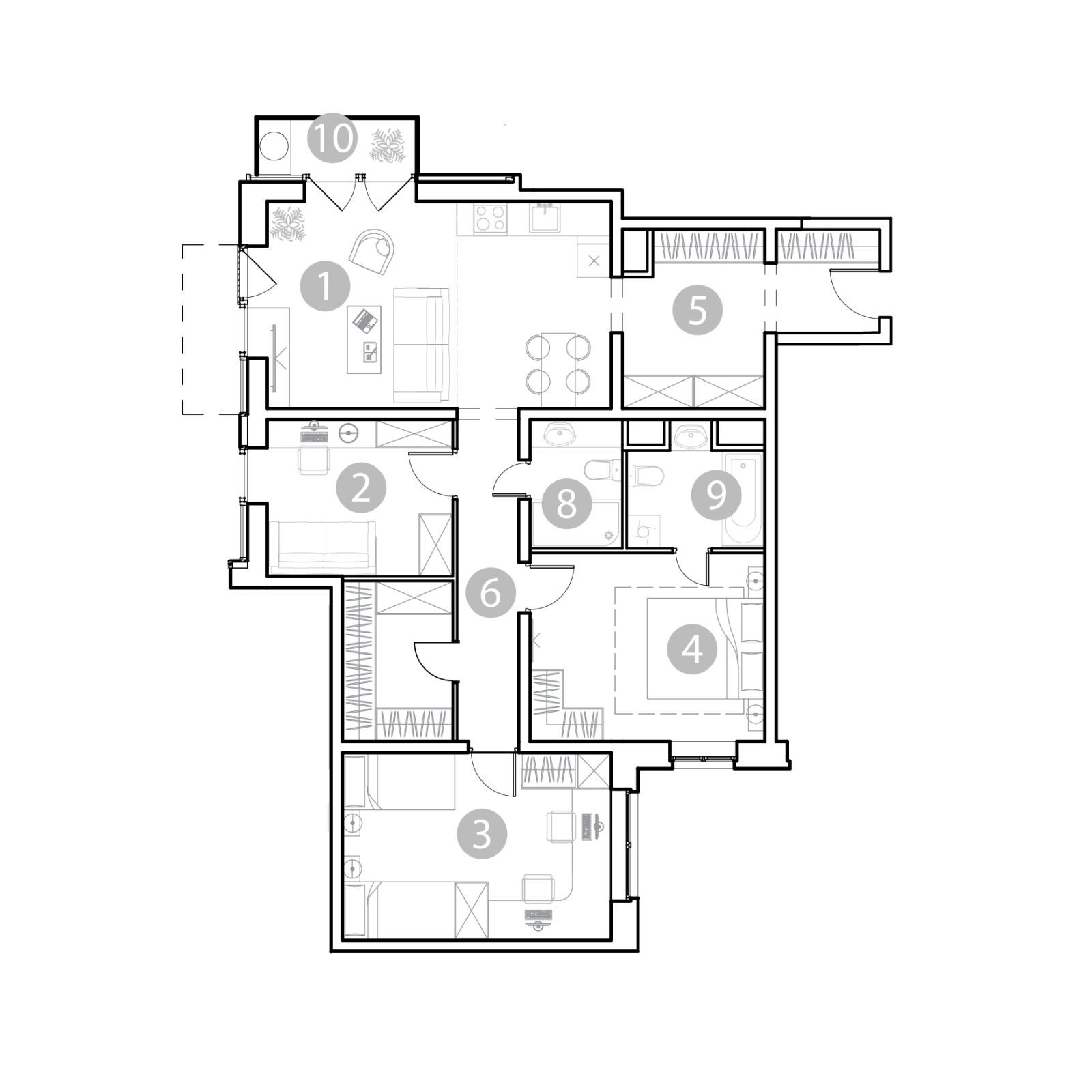 Планировка: 4-комнатная квартира, 99,1 м²