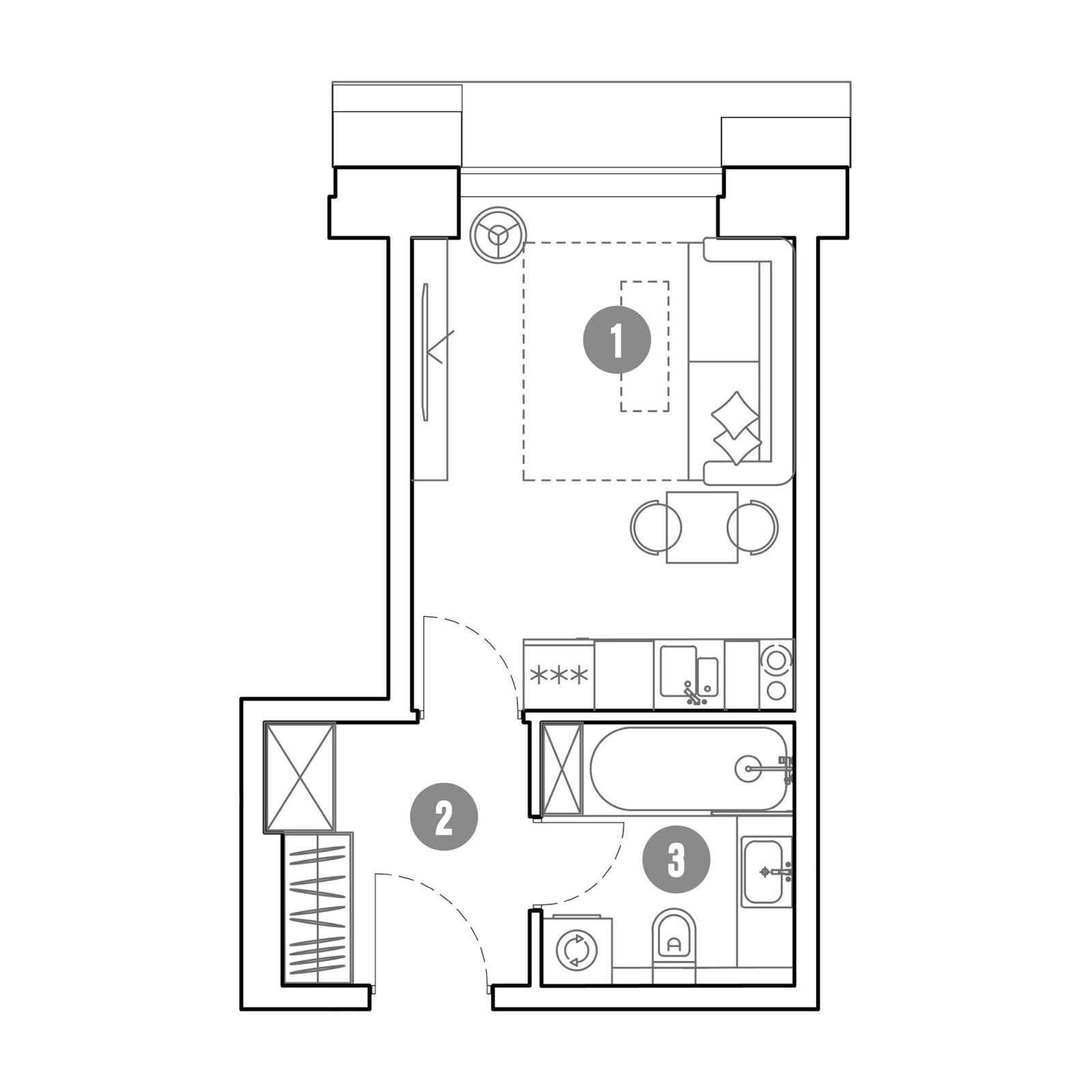 Планировка: студия, 23,6 м²