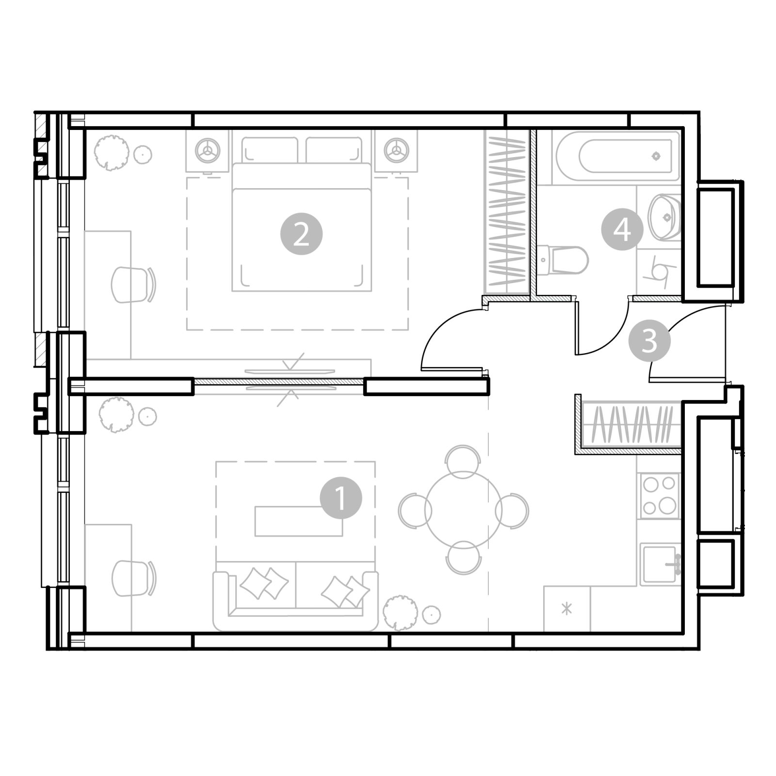 Планировка: 2-комнатная квартира, 49,9 м²