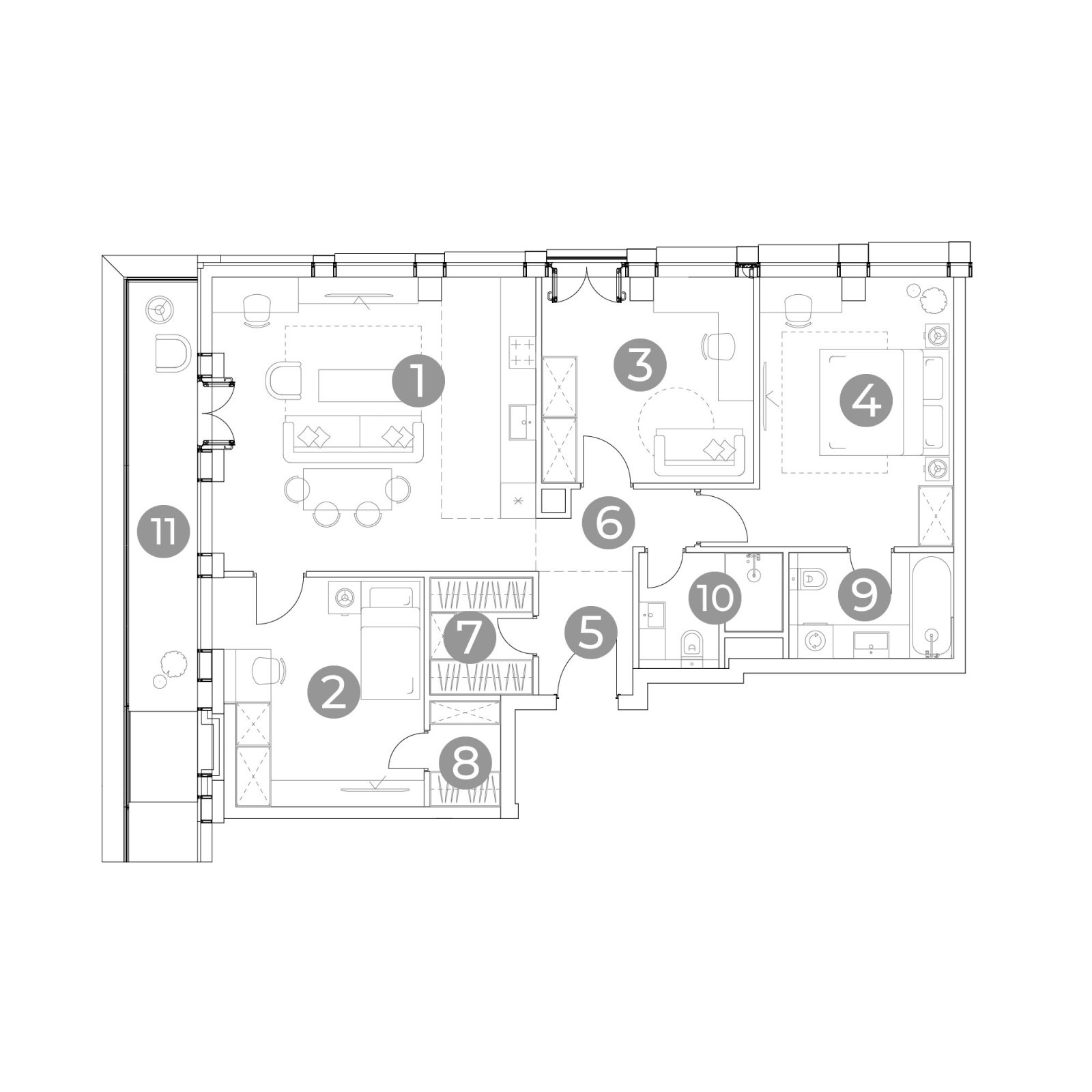 Планировка: 4-комнатная квартира, 97,6 м²