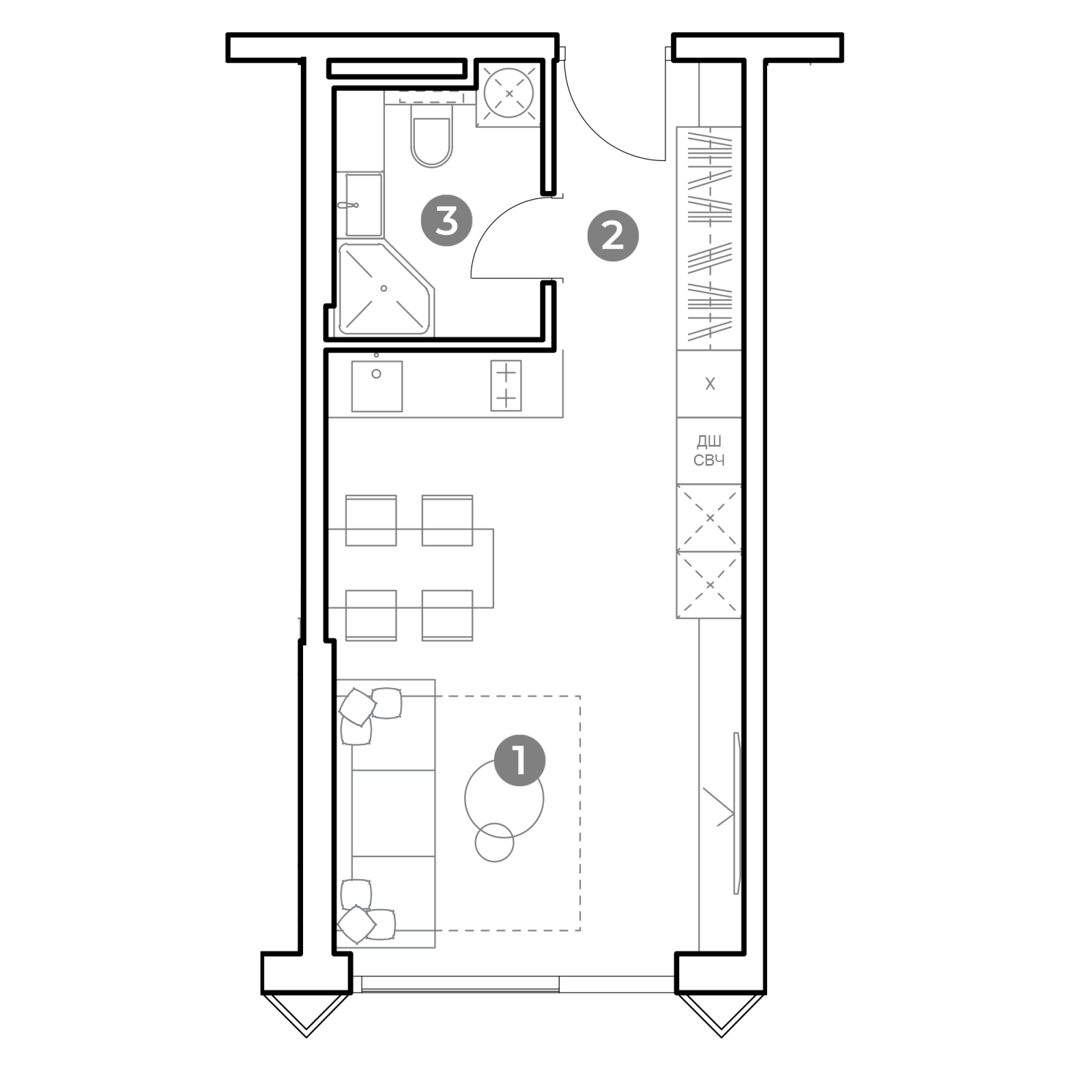 Планировка: студия, 30,5 м²