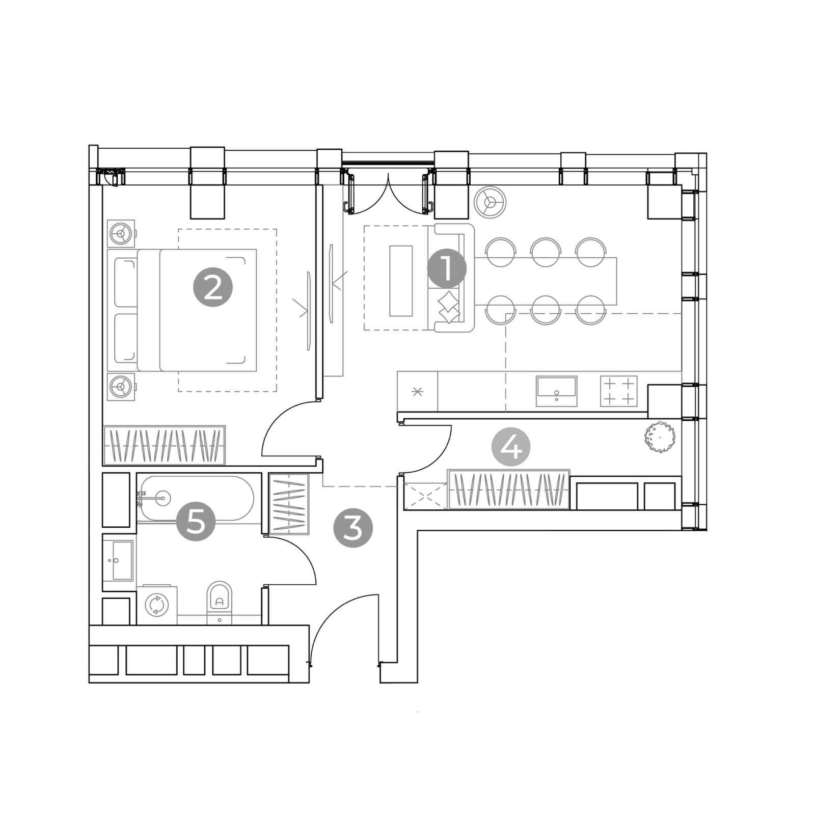 Планировка: 2-комнатная квартира, 45,3 м²