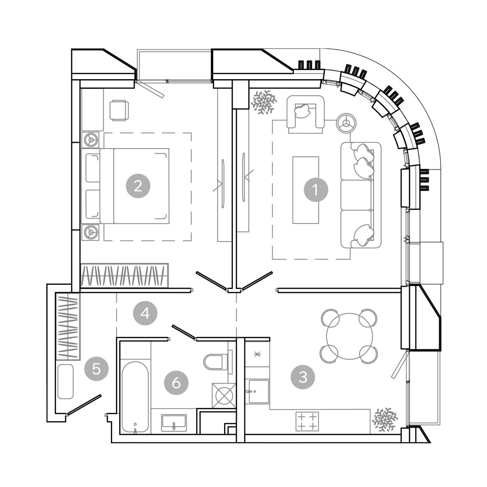 Планировка: 2-комнатная квартира, 61,0 м²