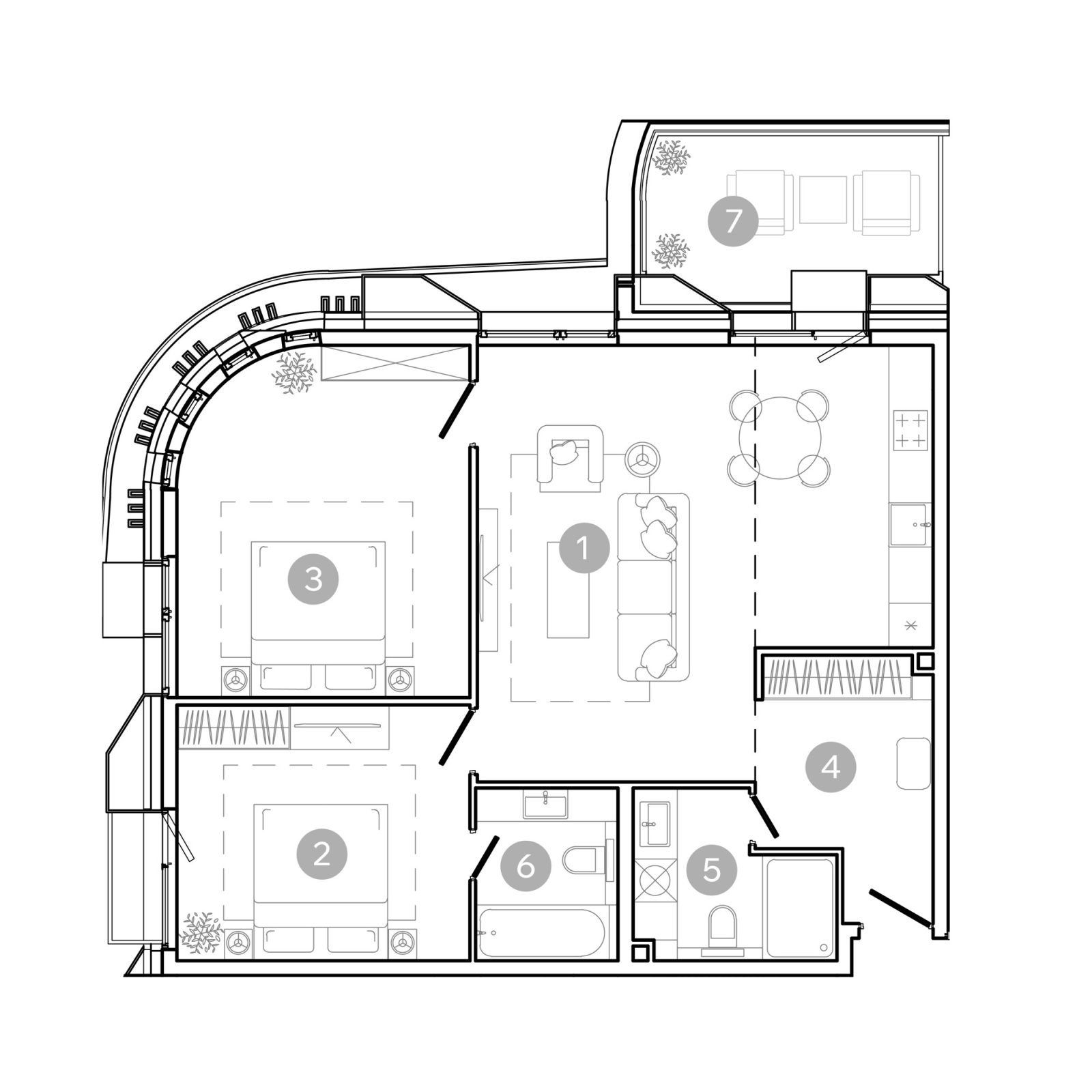 Планировка: 3-комнатная квартира, 80,8 м²