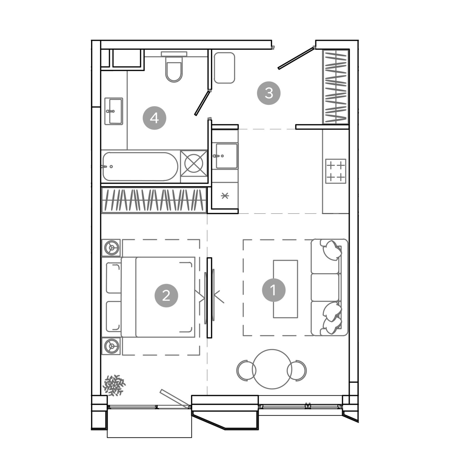 Планировка: 2-комнатная квартира, 41,0 м²