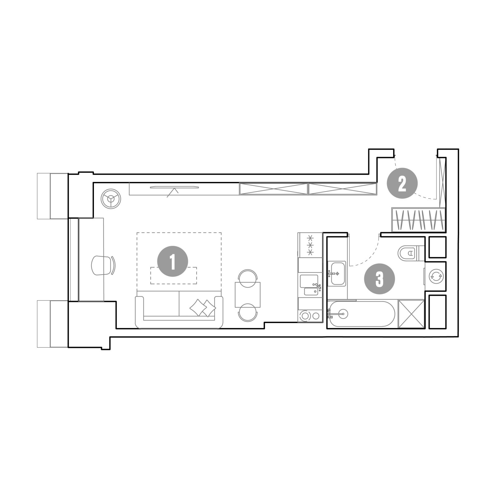 Планировка: студия, 29,6 м²