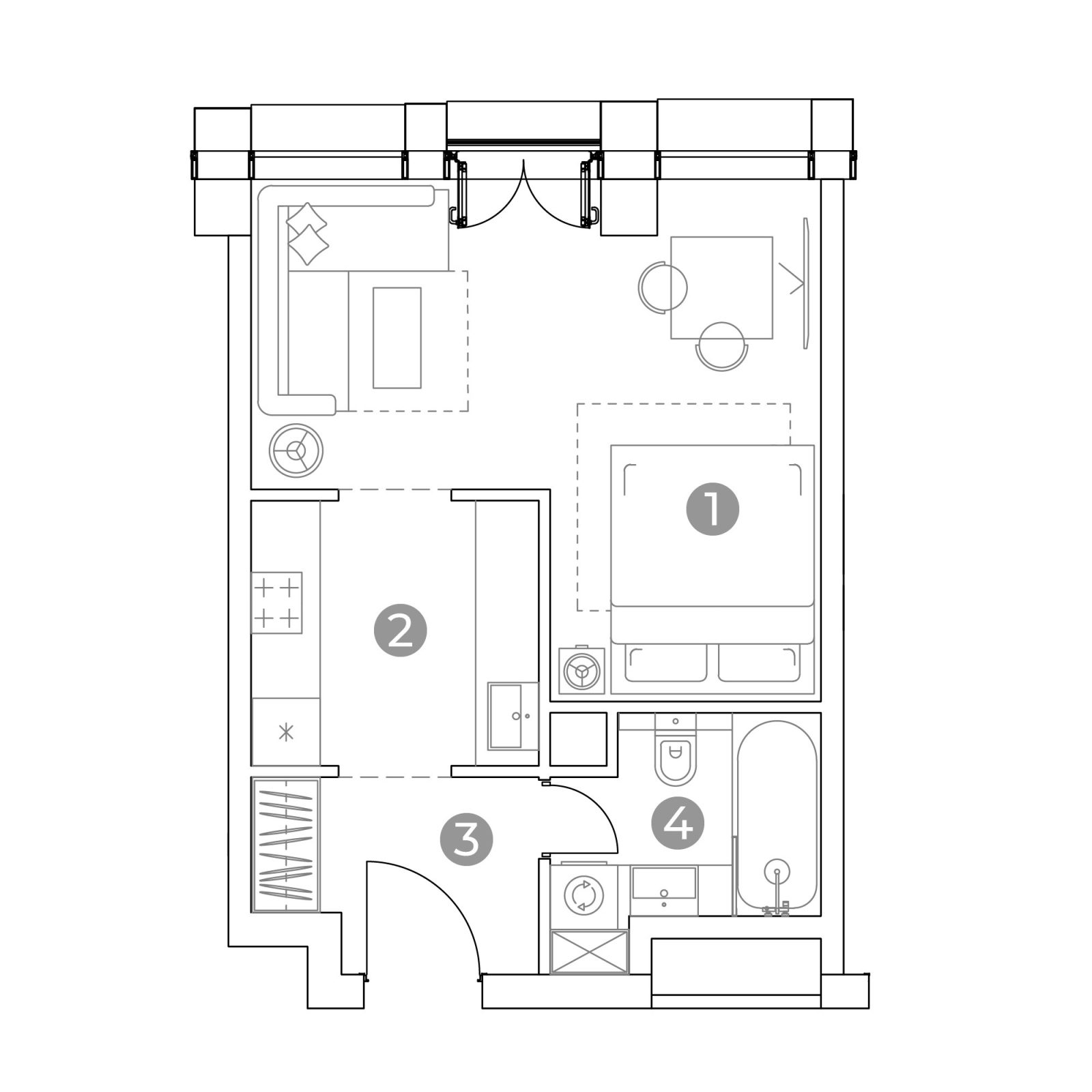 Планировка: студия, 33,1 м²