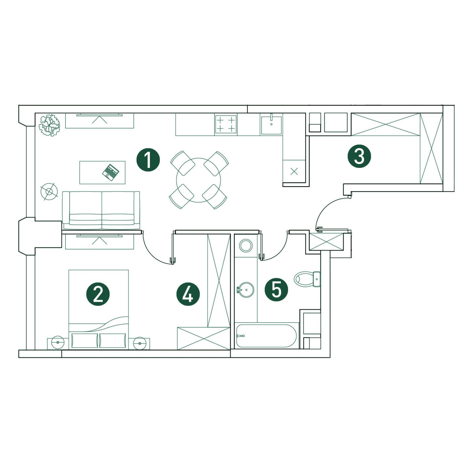 Планировка: 2-комнатная квартира, 51,0 м²
