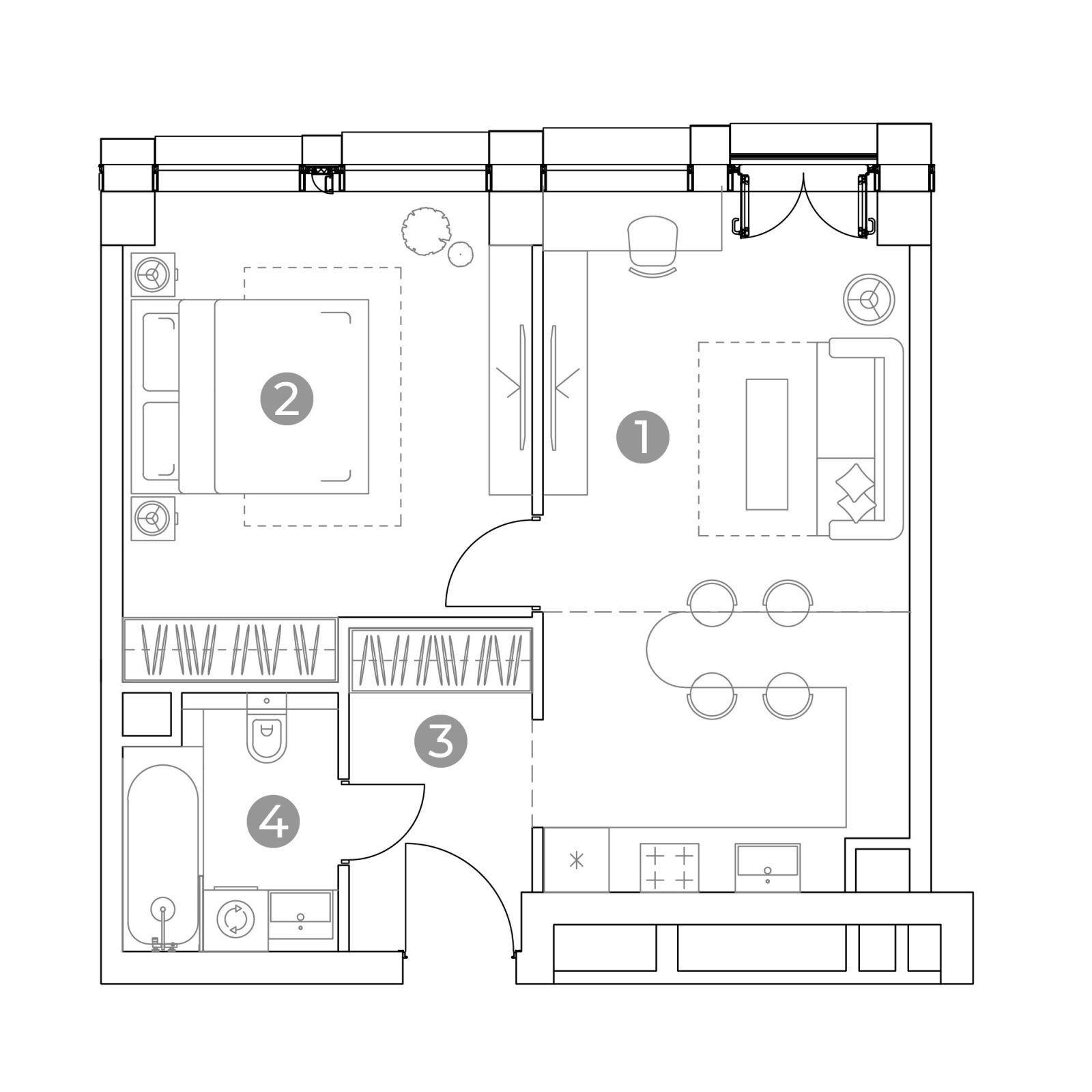 Планировка: 2-комнатная квартира, 46,8 м²