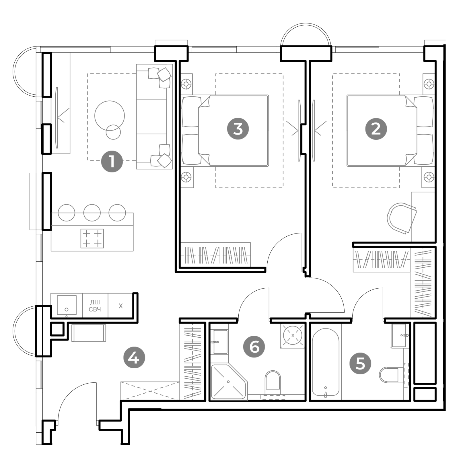 Планировка: 3-комнатная квартира, 72,2 м²