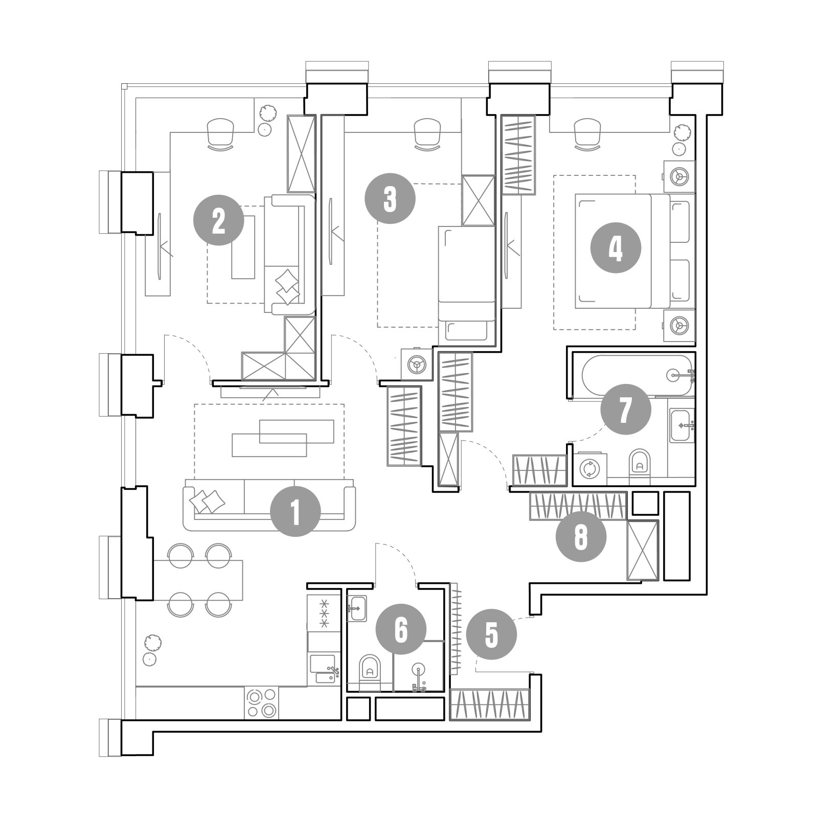 Планировка: 4-комнатная квартира, 92,5 м²