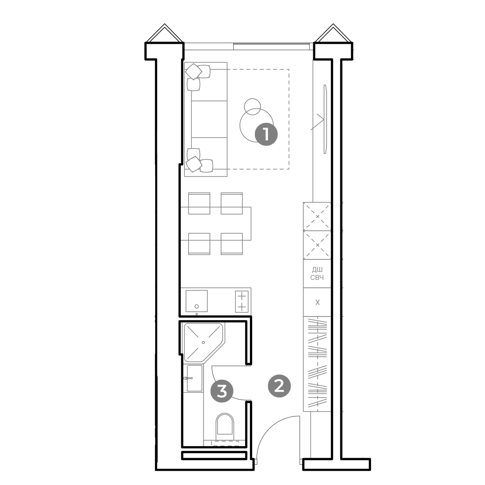 Планировка: студия, 26,7 м²