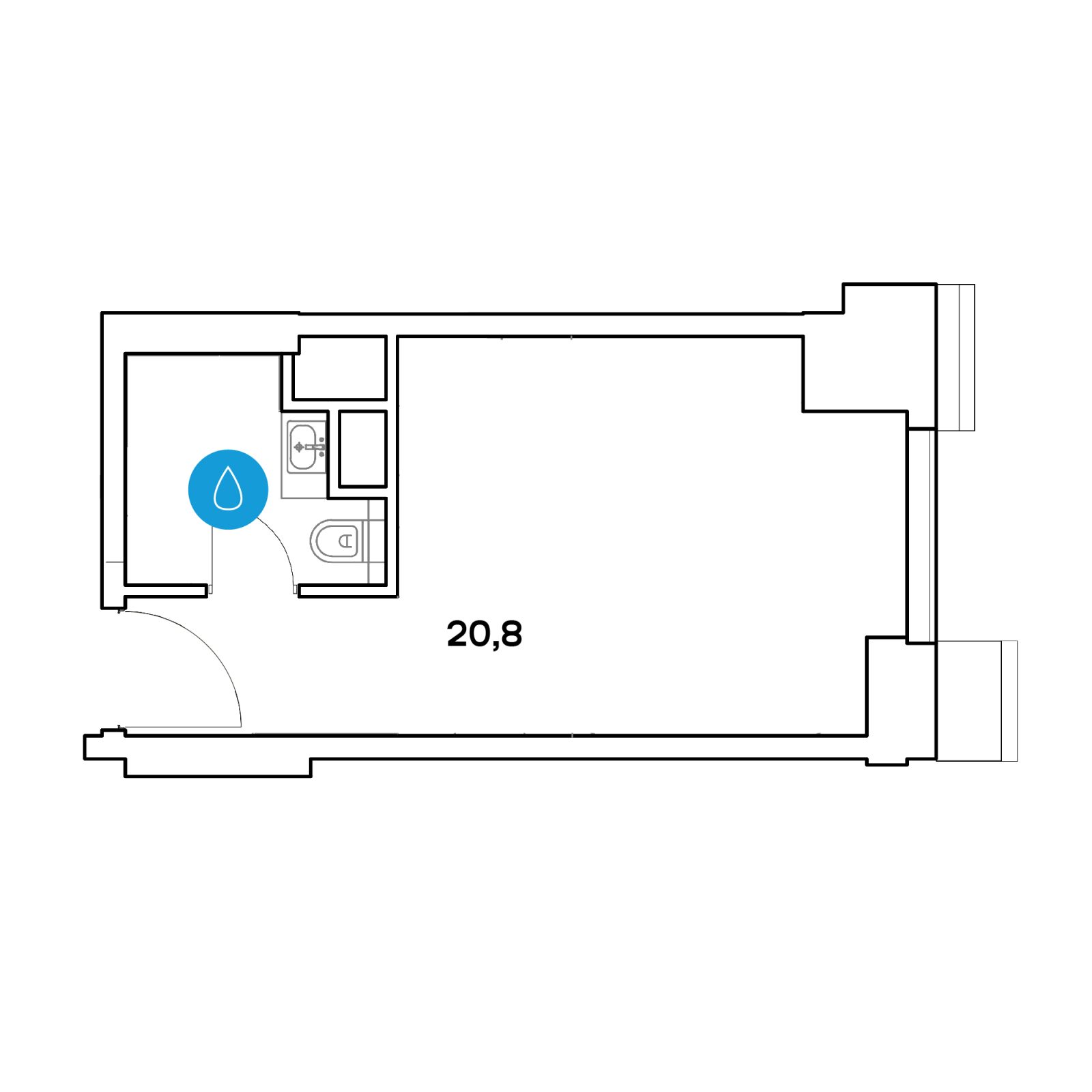 Планировка: студия, 20,8 м²