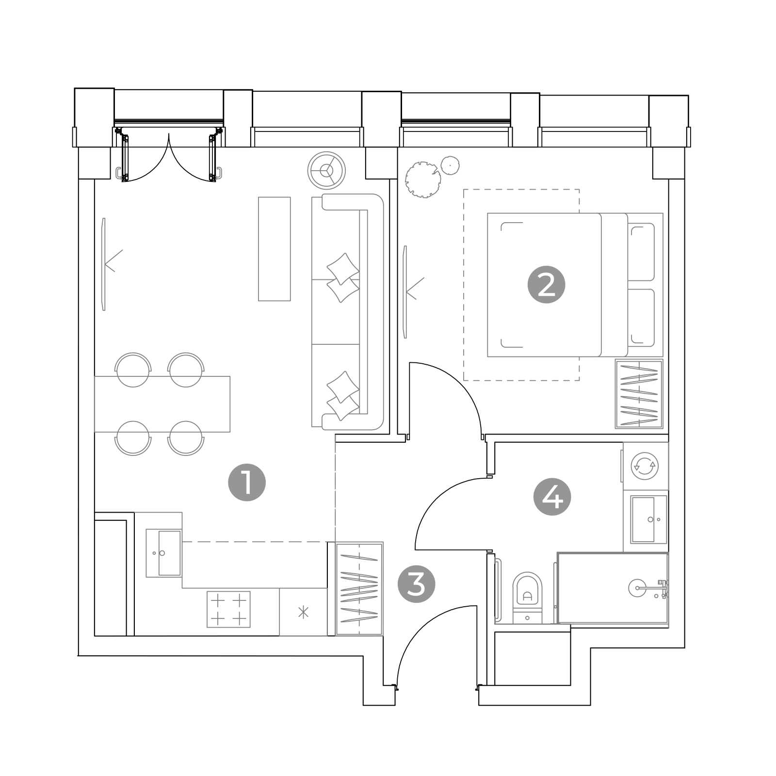 Планировка: 2-комнатная квартира, 42,5 м²