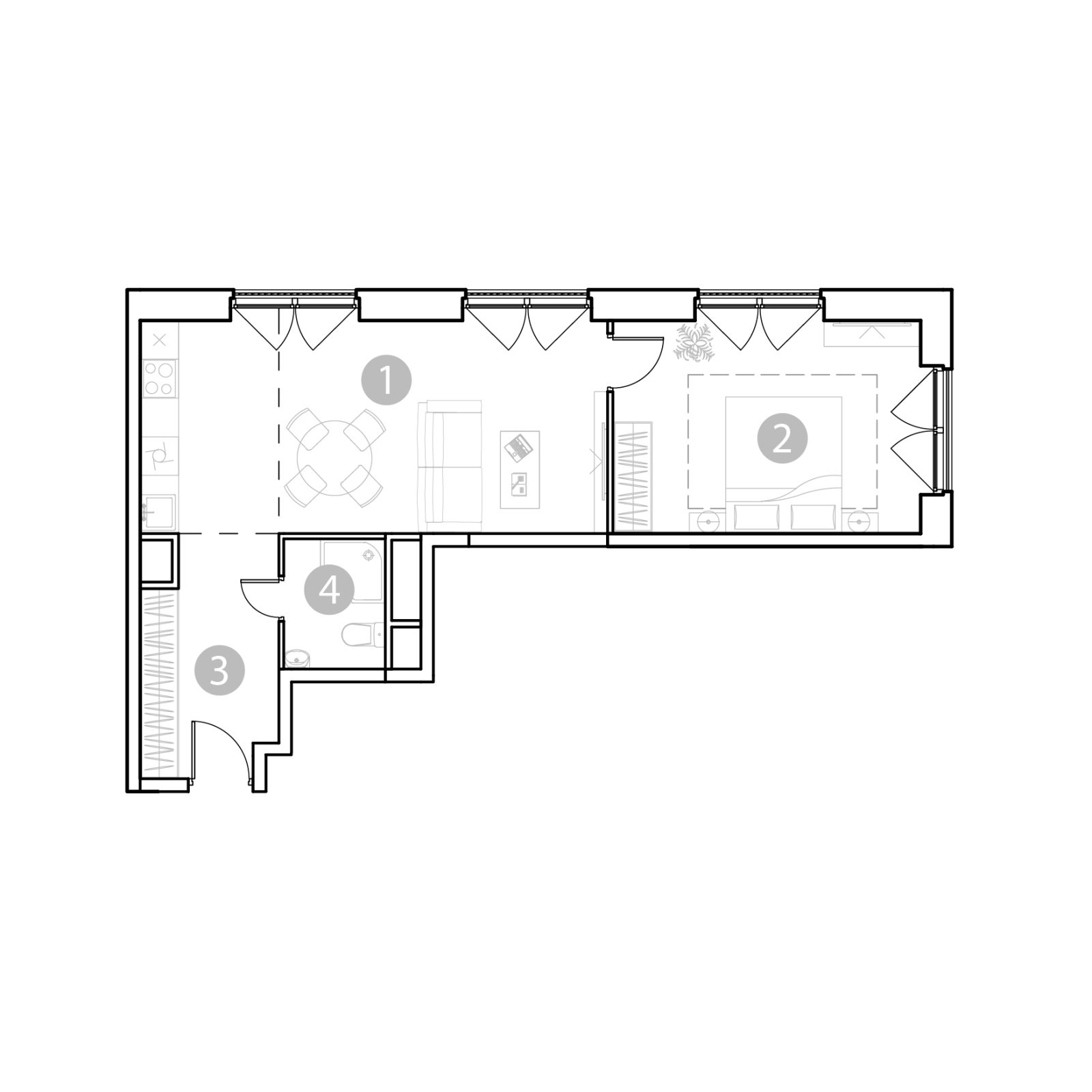 Планировка: 2-комнатная квартира, 51,9 м²