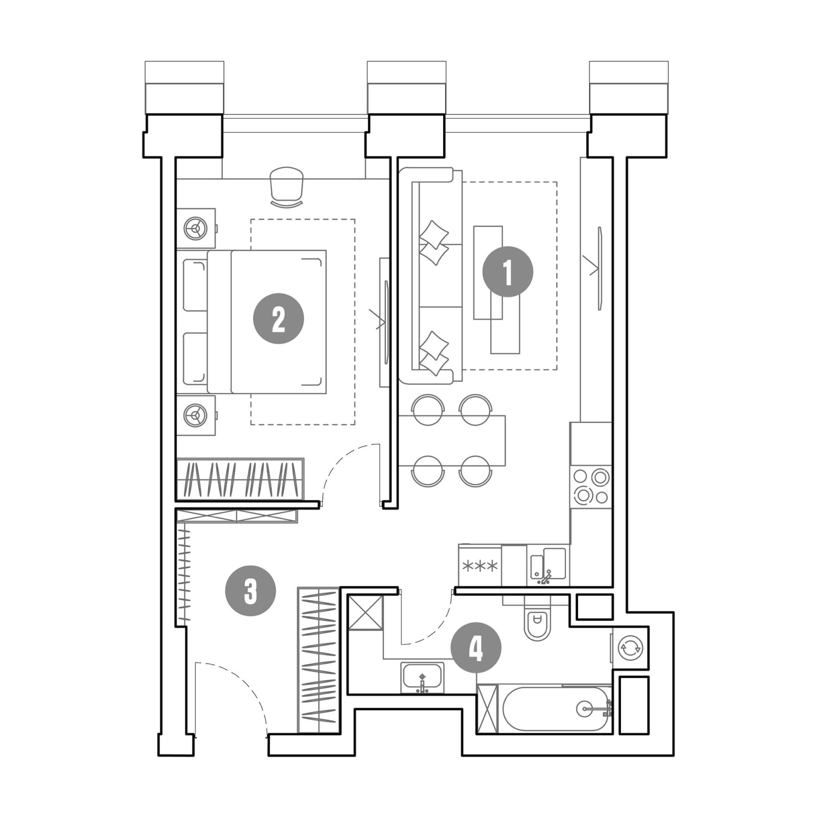 Планировка: 2-комнатная квартира, 48,0 м²