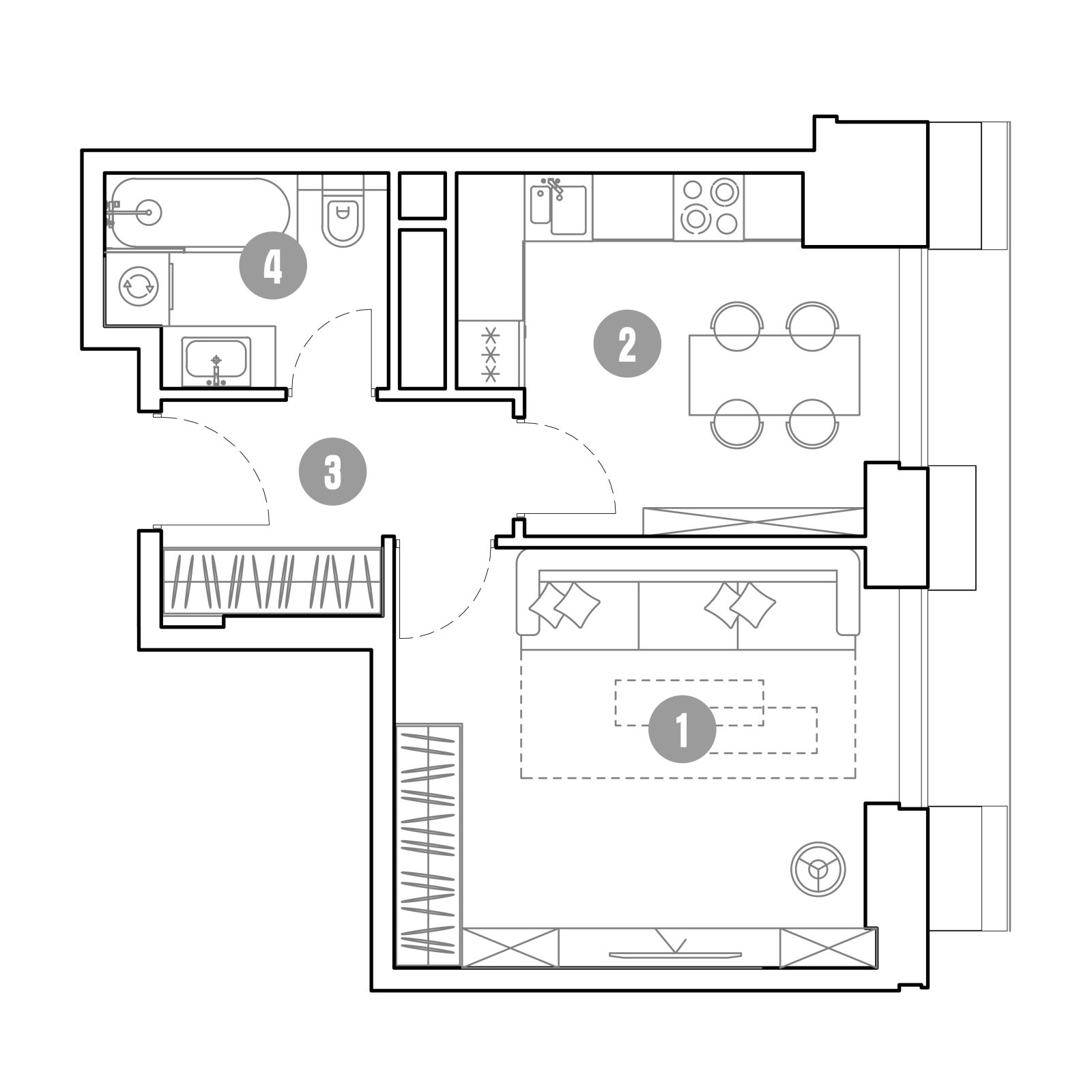 Планировка: 1-комнатная квартира, 36,8 м²