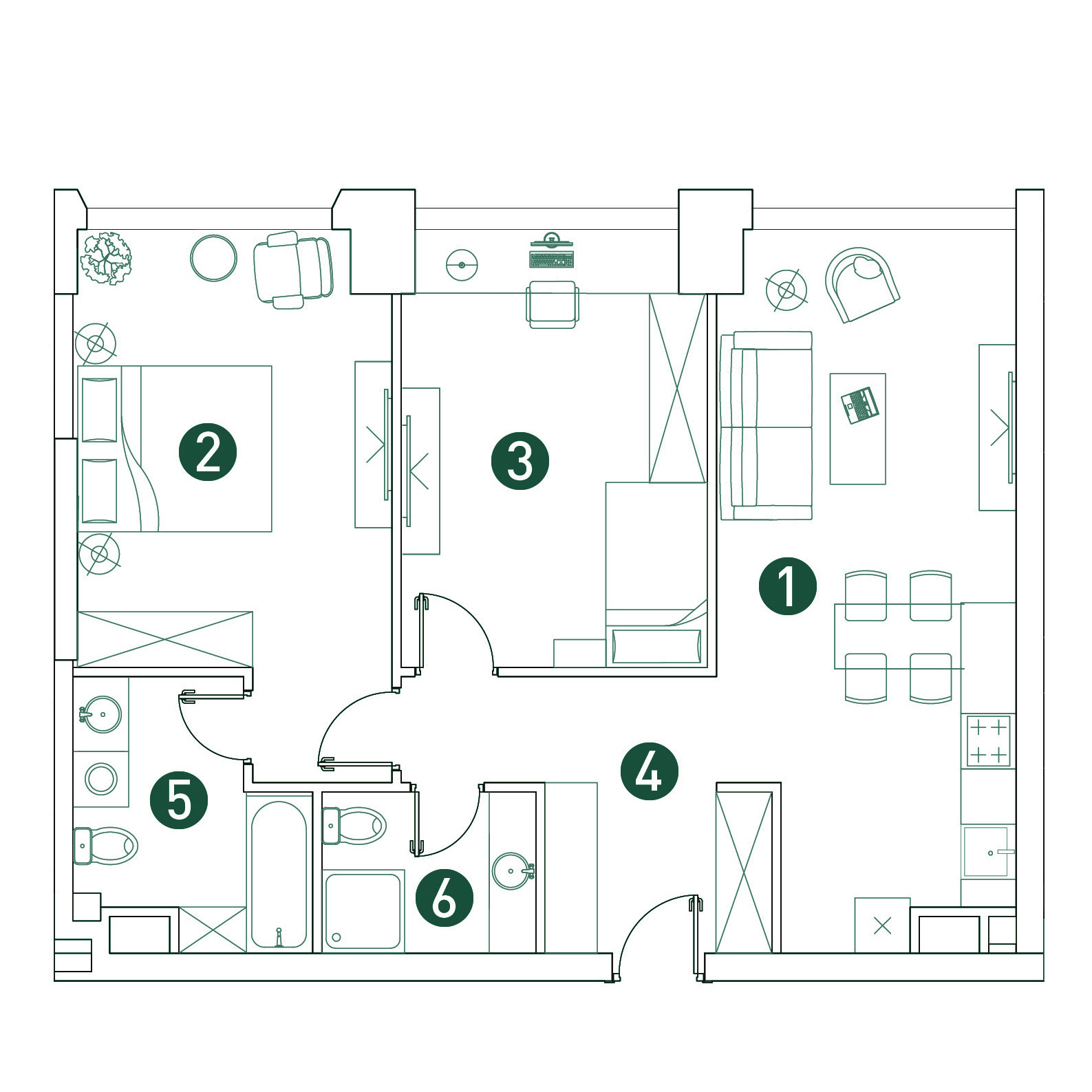 Планировка: 3-комнатная квартира, 75,3 м²