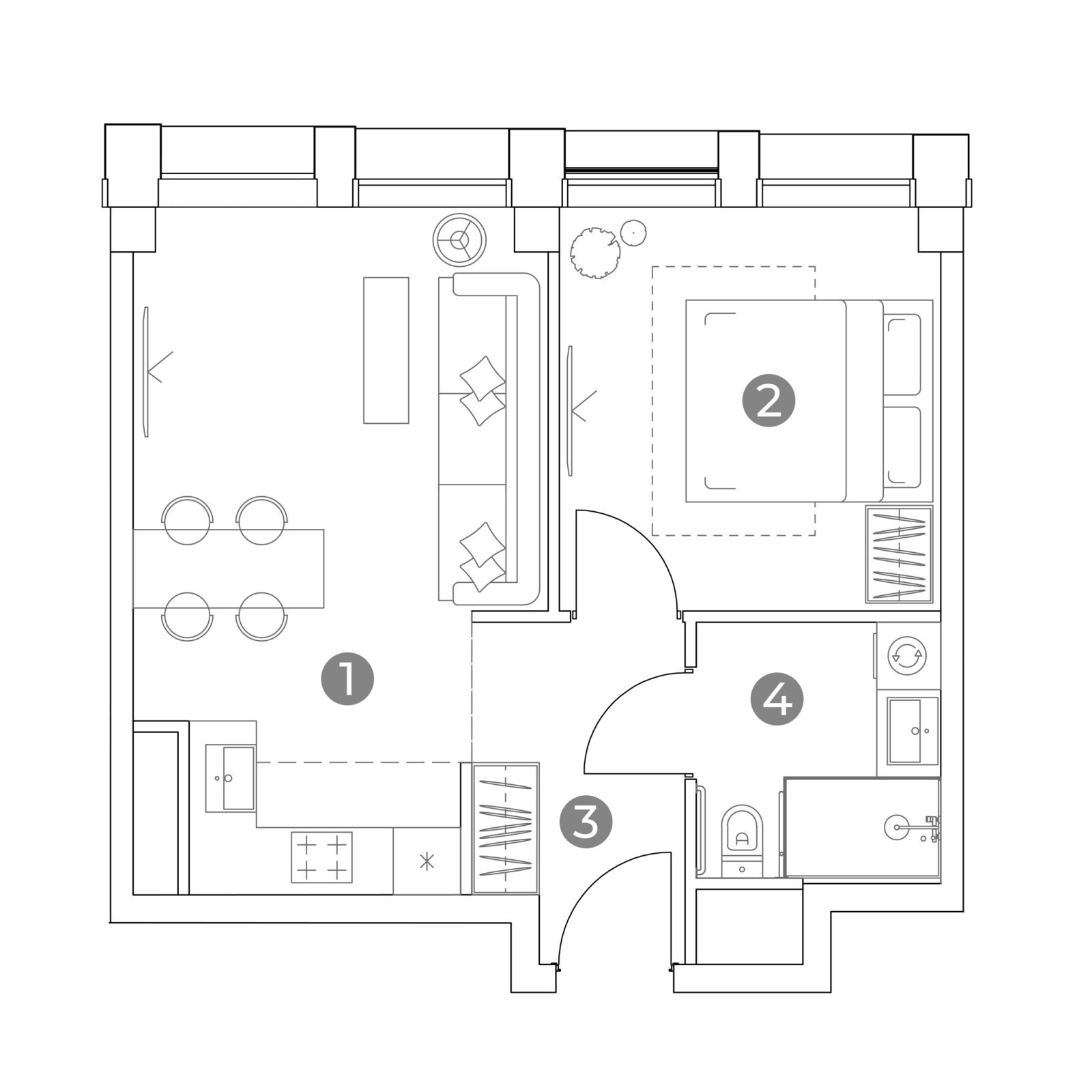 Планировка: 2-комнатная квартира, 42,8 м²