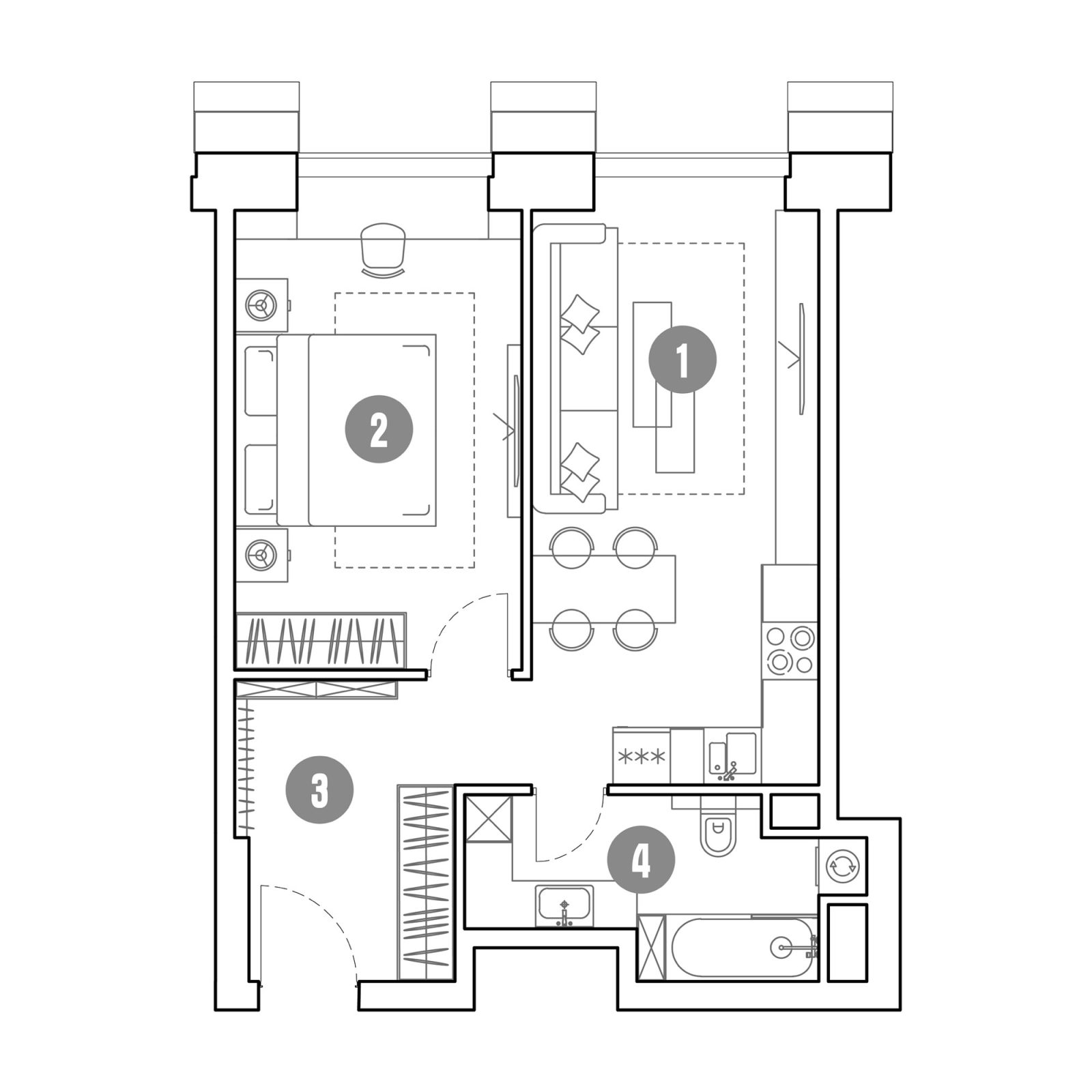 Планировка: 2-комнатная квартира, 48,0 м²