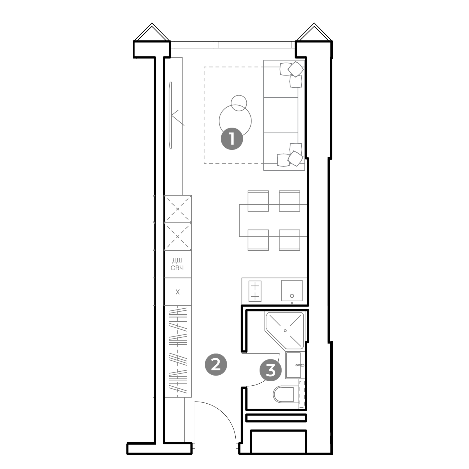 Планировка: студия, 25,8 м²
