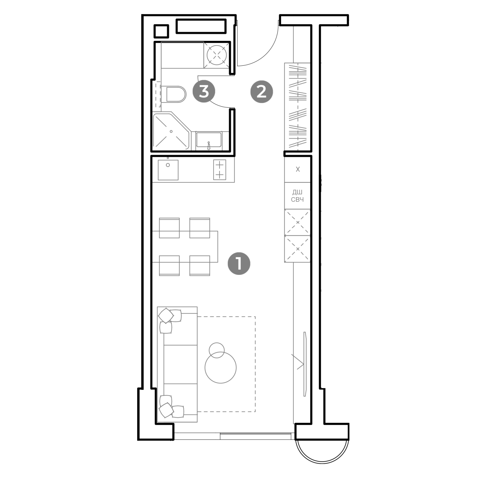 Планировка: студия, 31,6 м²