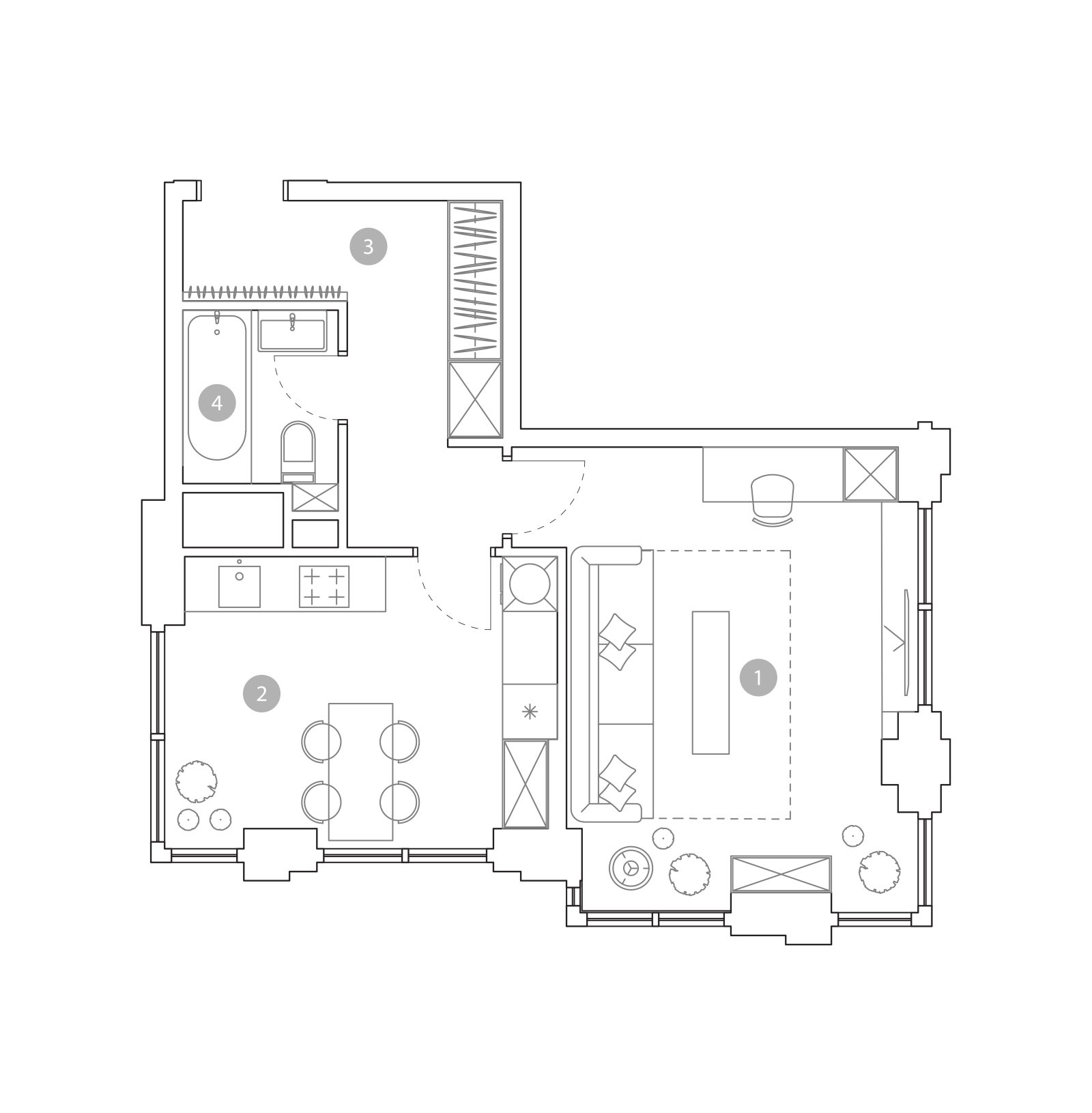 Планировка: 1-комнатная квартира, 45,3 м²