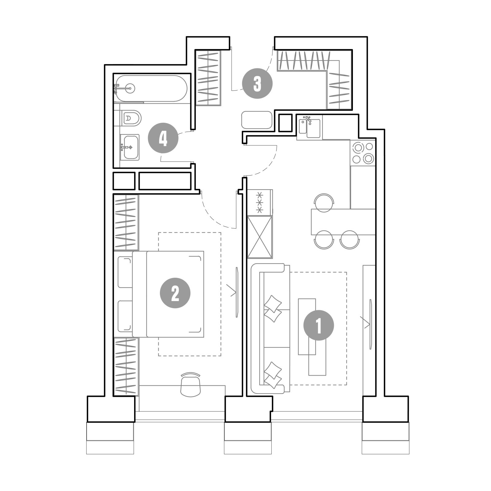 Планировка: 2-комнатная квартира, 46,1 м²