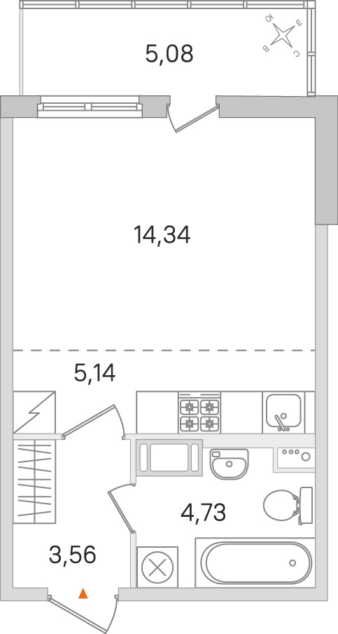 Планировка: студия, 27,8 м²