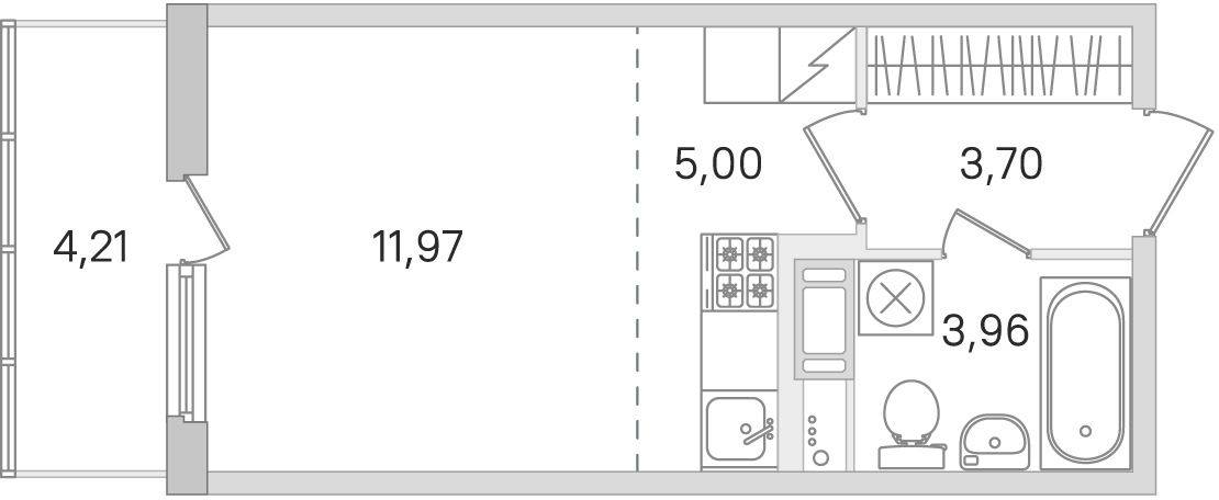 Планировка: студия, 24,6 м²