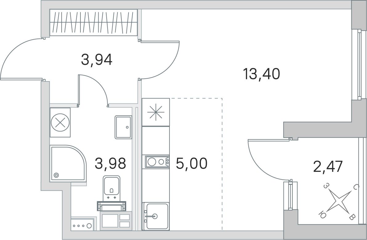 Планировка: студия, 26,3 м²