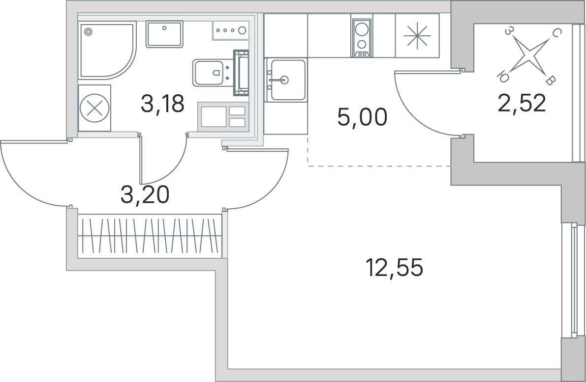 Планировка: студия, 23,9 м²