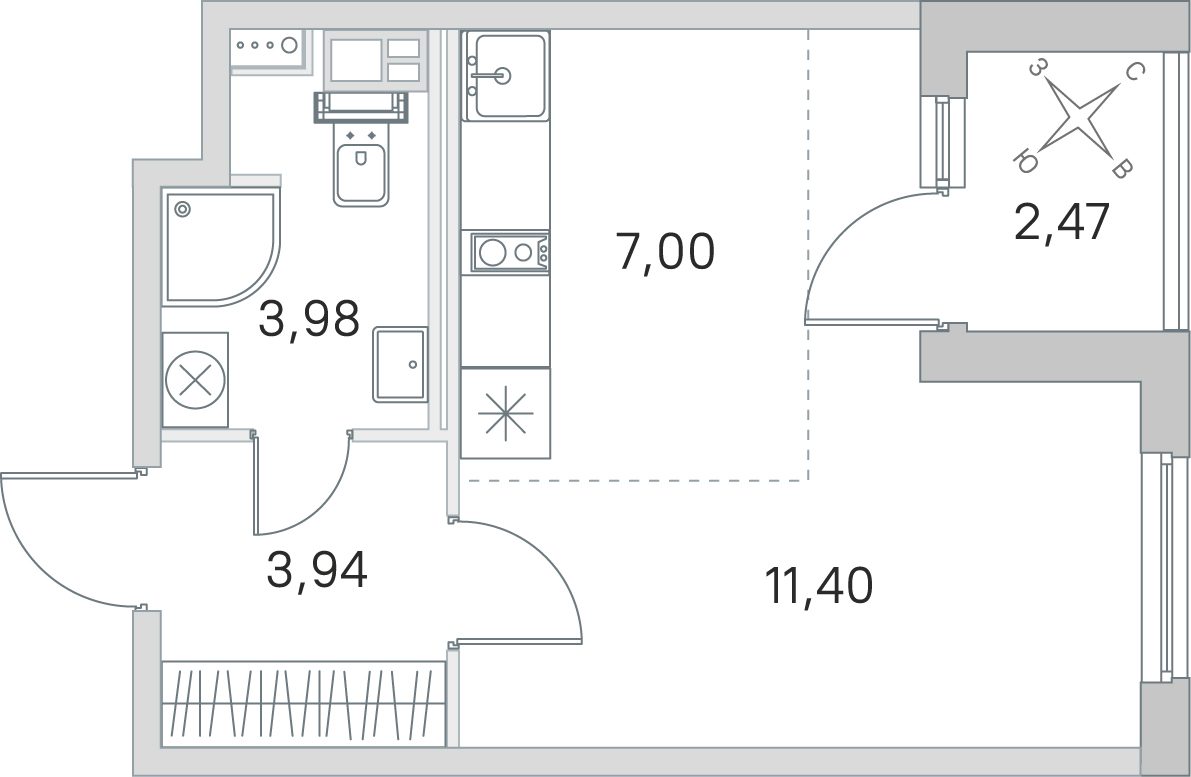 Планировка: студия, 26,3 м²