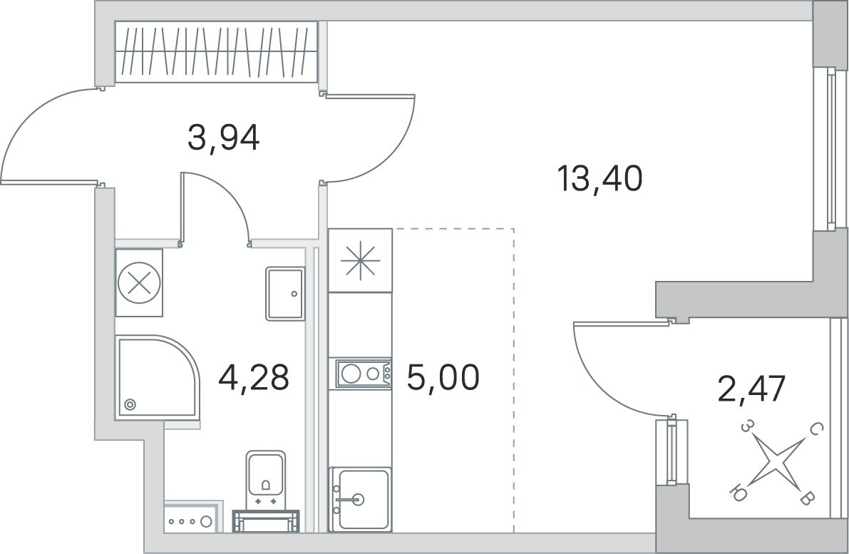 Планировка: студия, 26,6 м²
