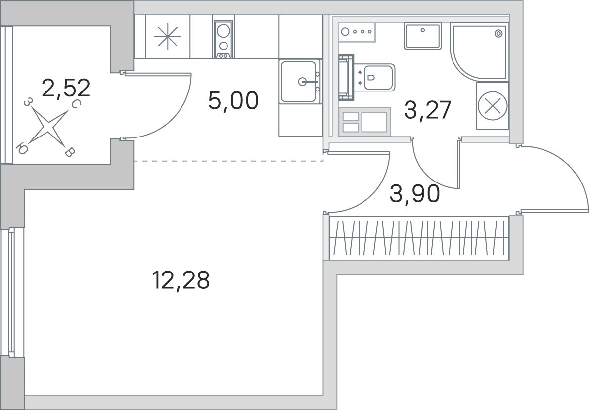 Планировка: студия, 24,5 м²