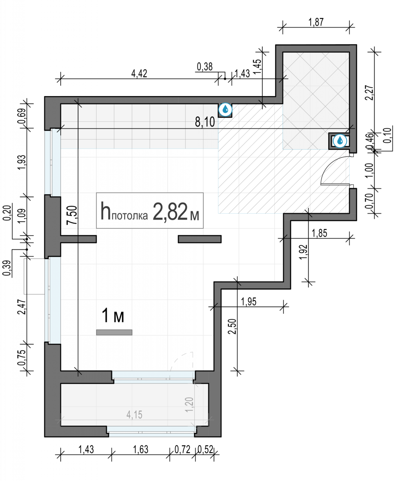 Планировка: 1-комнатная квартира, 48,4 м²