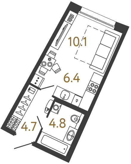 Планировка: студия, 26,0 м²