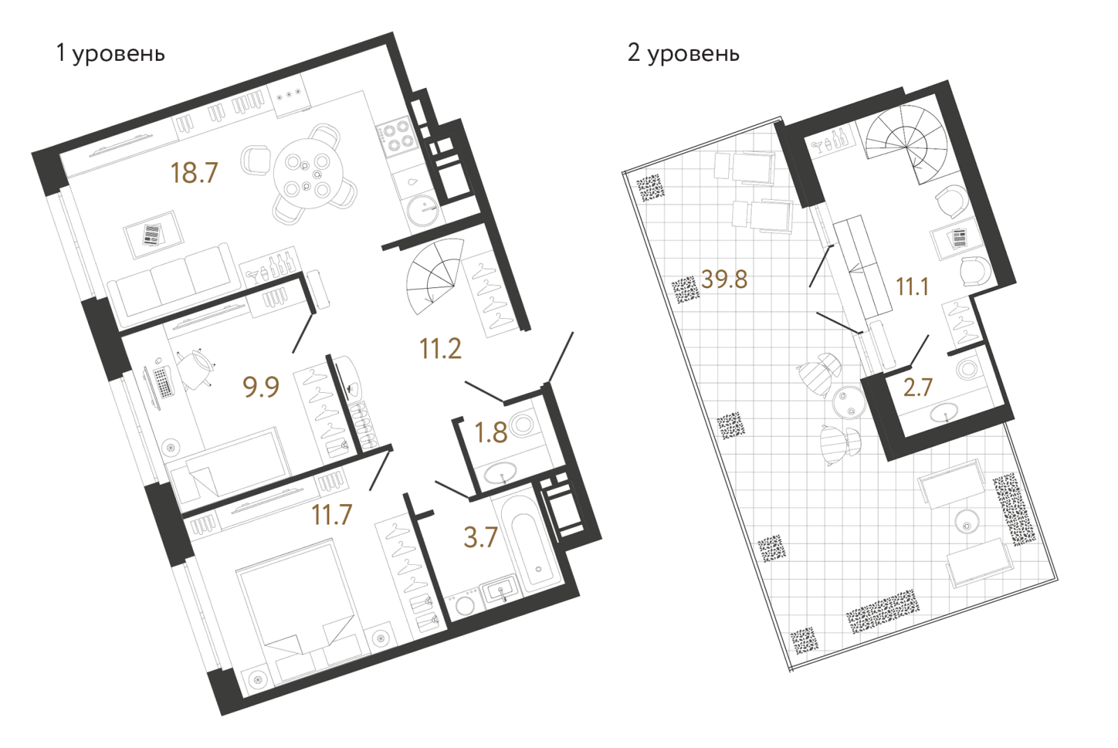 Планировка: 2-комнатная квартира, 70,8 м²
