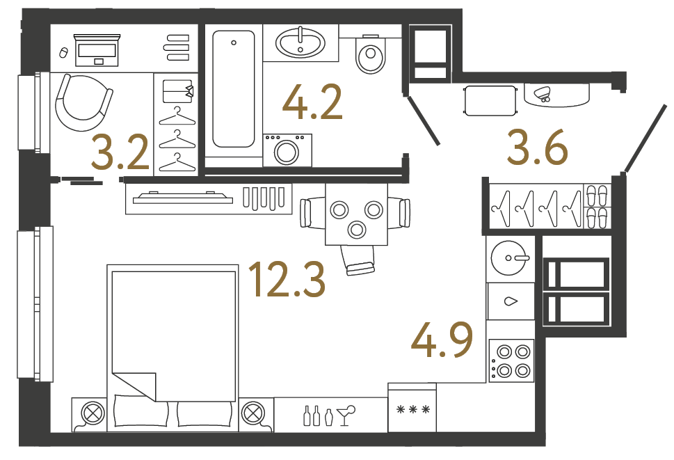 Планировка: студия, 28,2 м²