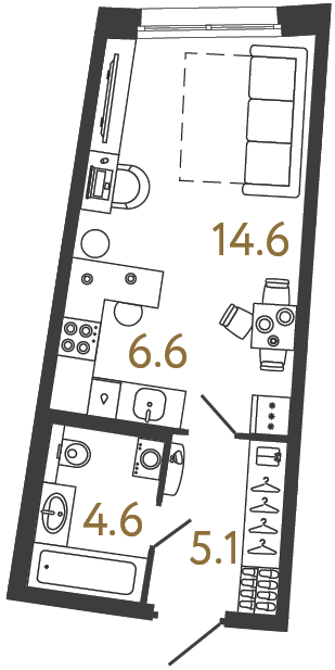 Планировка: студия, 30,9 м²