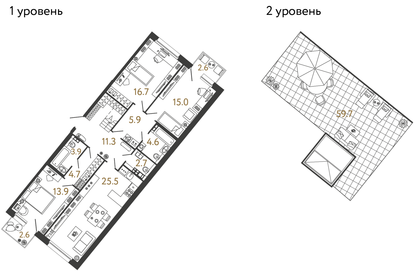 Планировка: 3-комнатная квартира, 104,2 м²