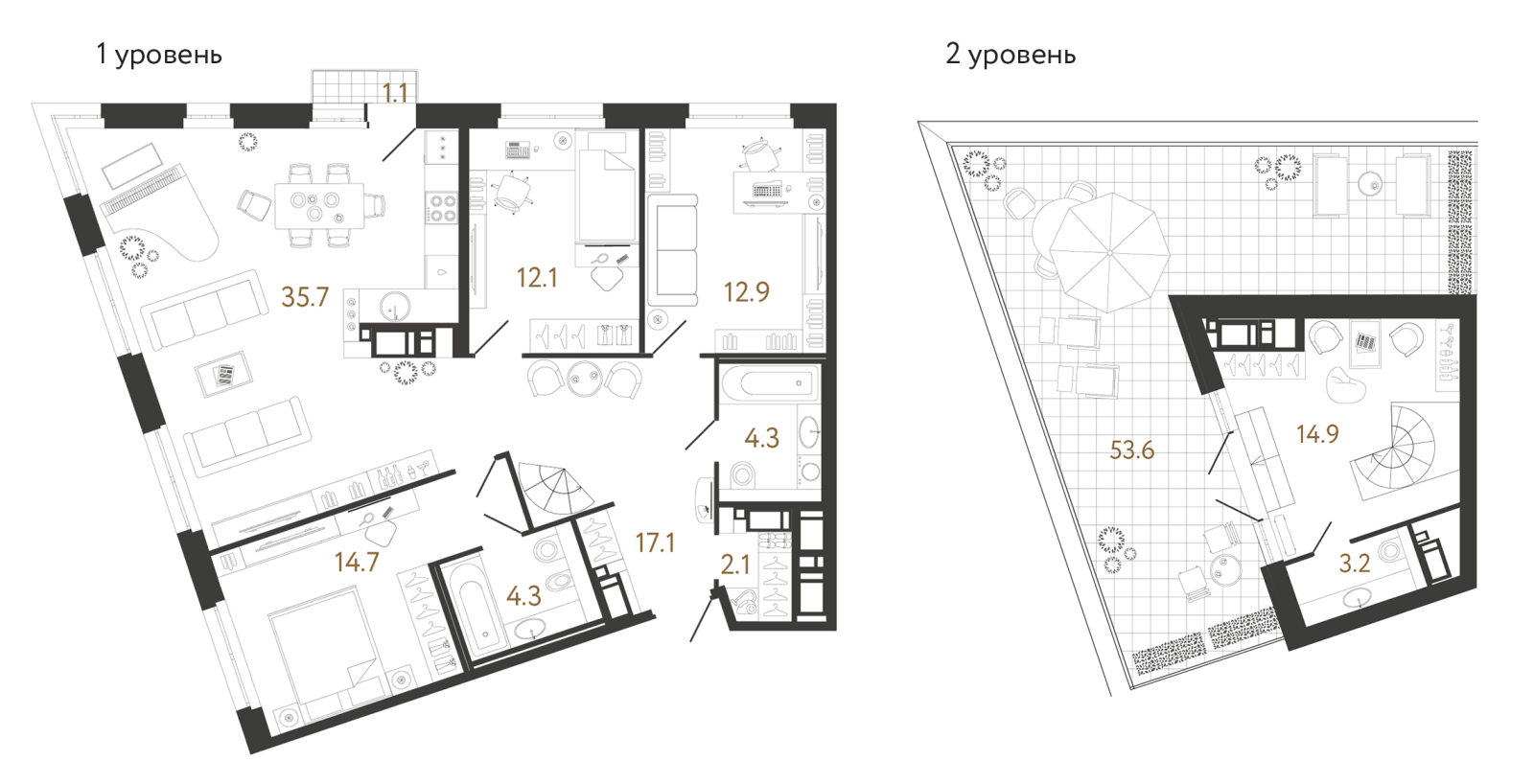Планировка: 3-комнатная квартира, 121,3 м²