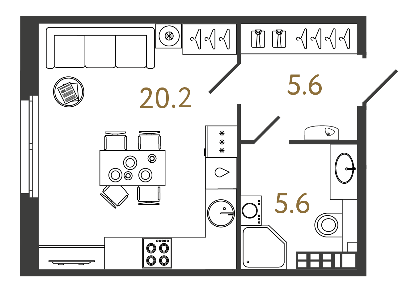 Планировка: студия, 31,4 м²