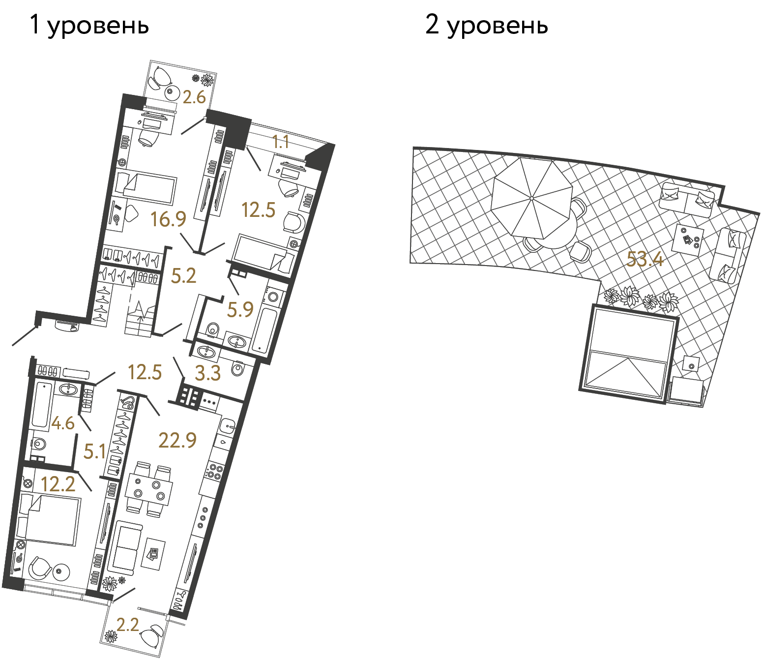 Планировка: 3-комнатная квартира, 101,1 м²