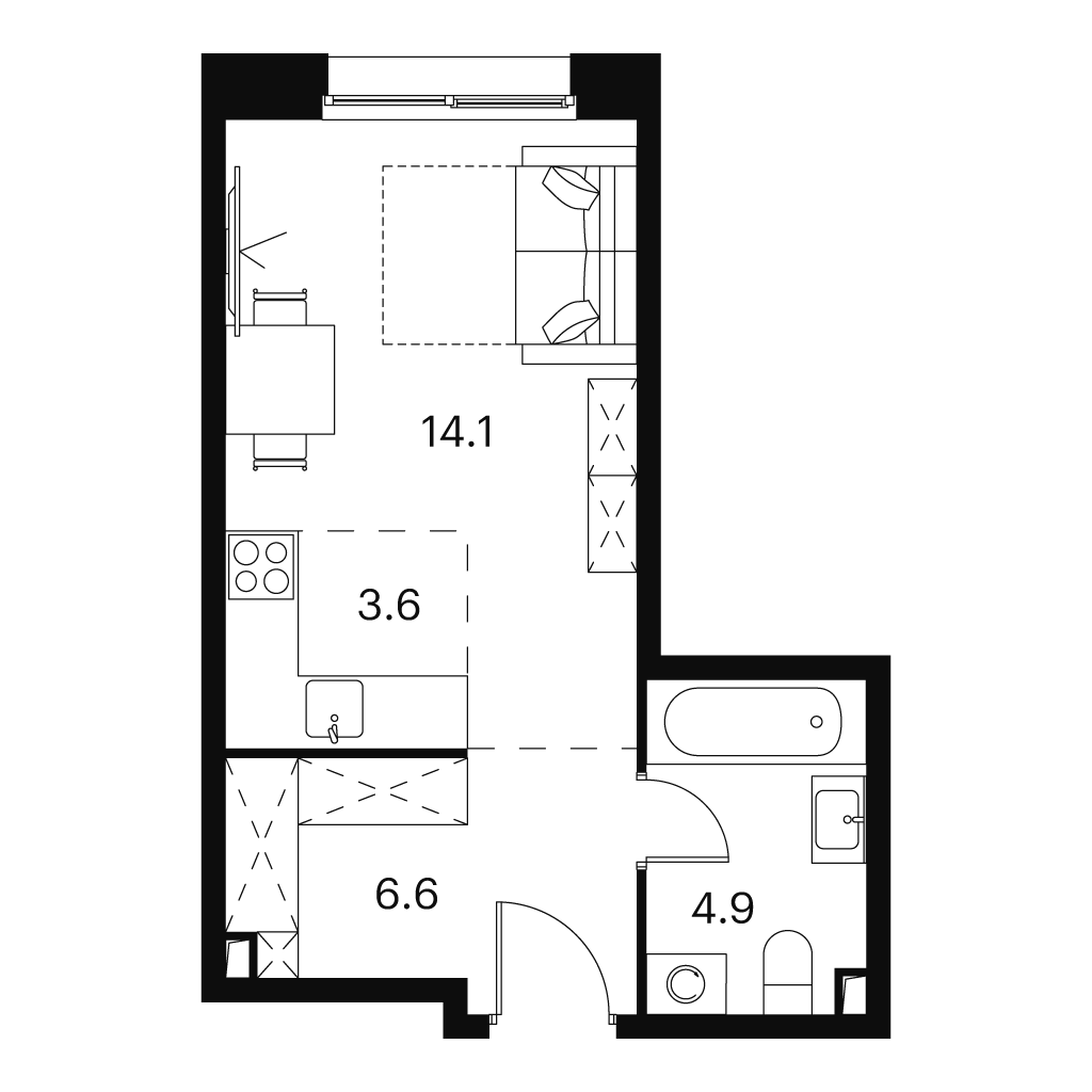 Планировка: студия, 29,2 м²